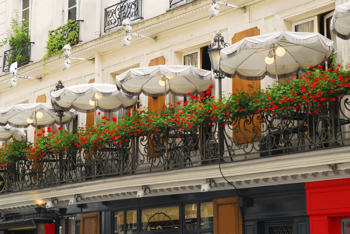 Café fleurs parasols